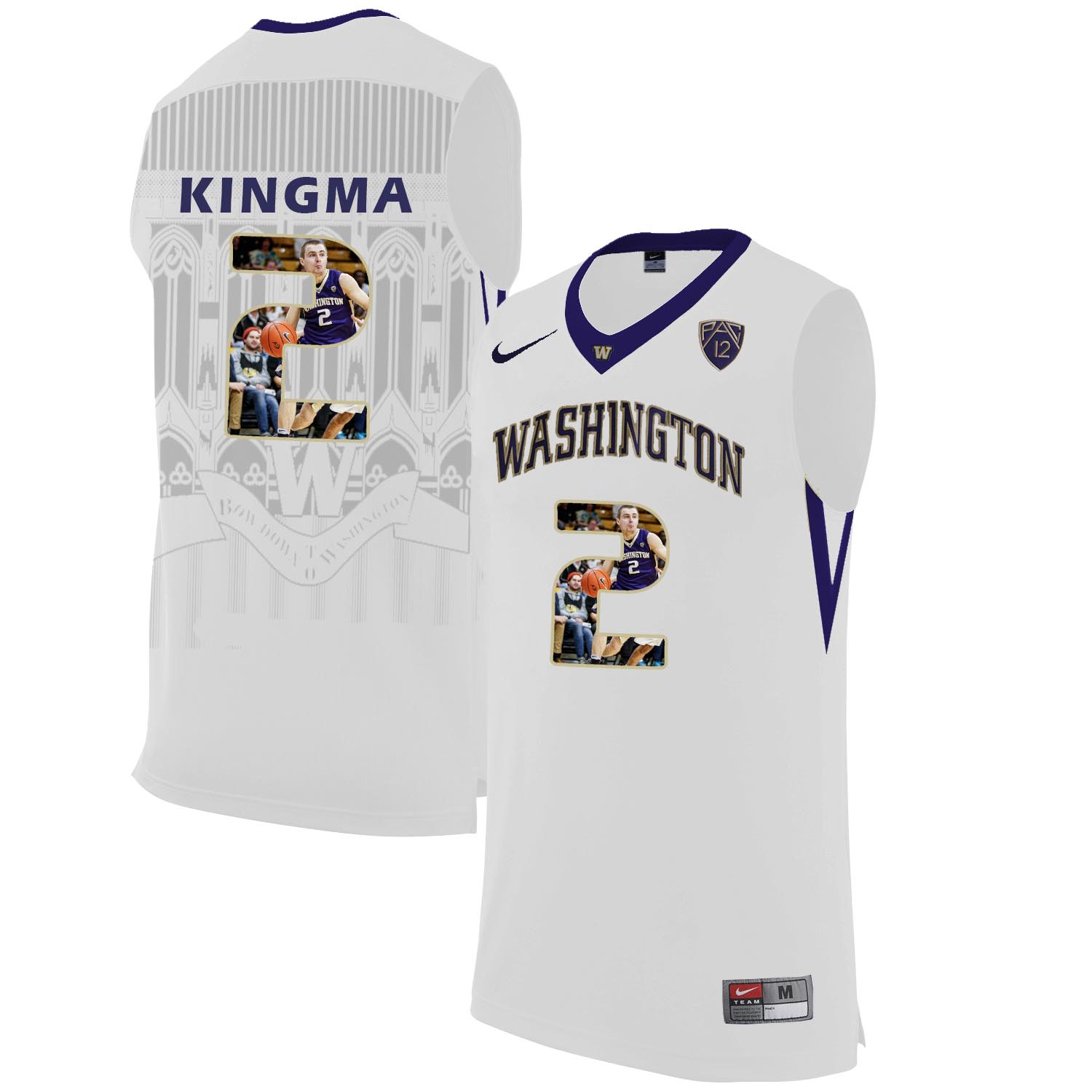 Washington Huskies 2 Dan Kingma White With Portait College Basketball Jersey