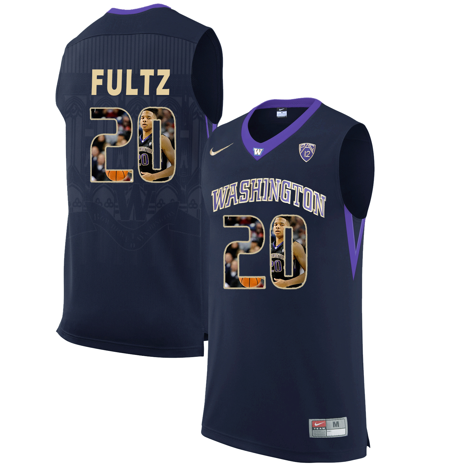 Washington Huskies 20 Markelle Fultz Black With Portait College Basketball Jersey