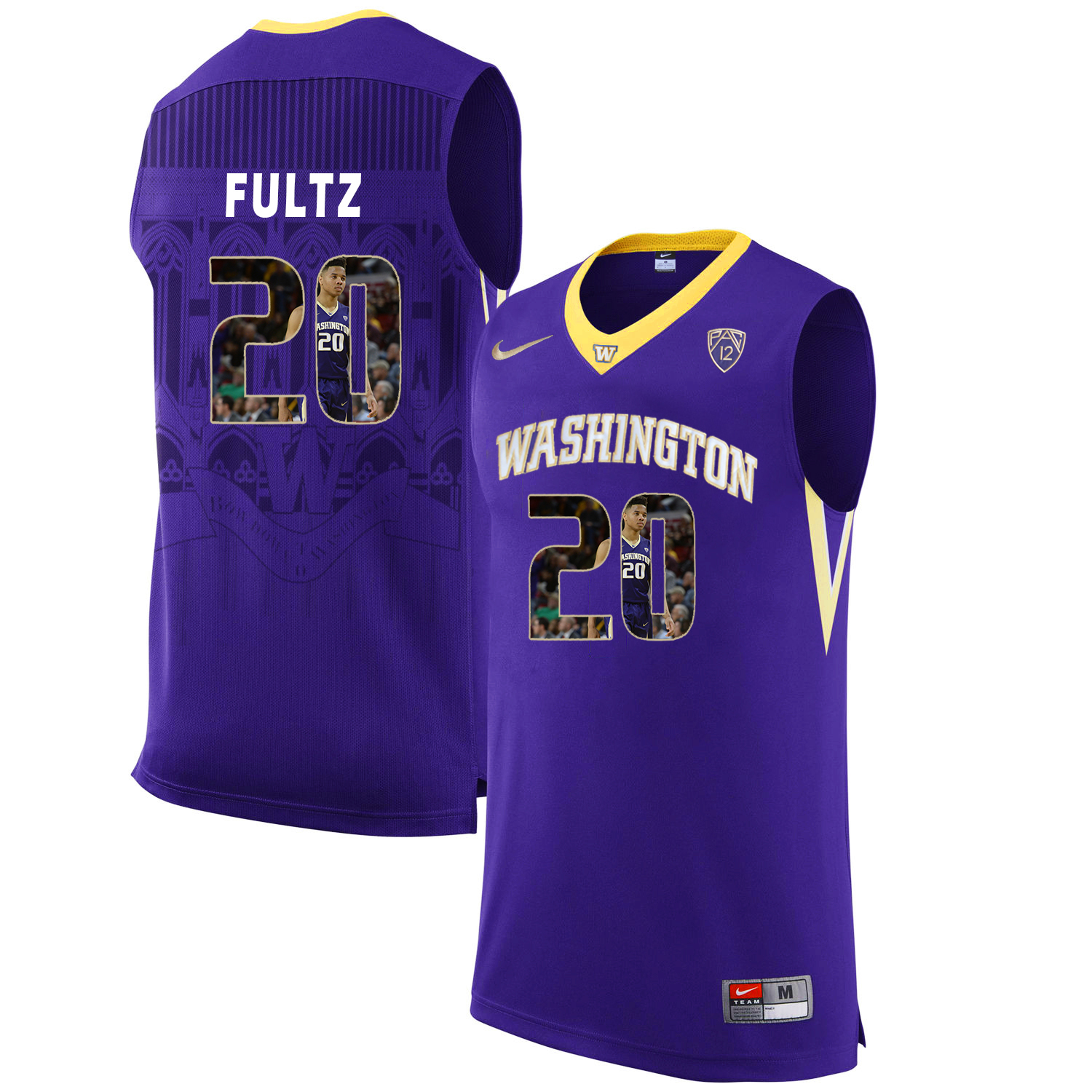 Washington Huskies 20 Markelle Fultz Purple With Portait College Basketball Jersey