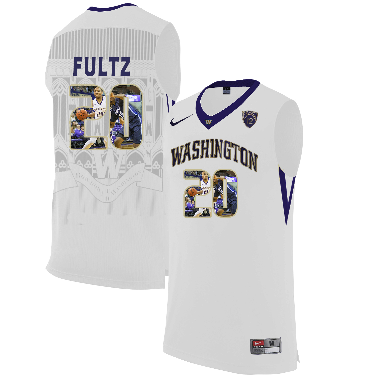 Washington Huskies 20 Markelle Fultz White With Portait College Basketball Jersey