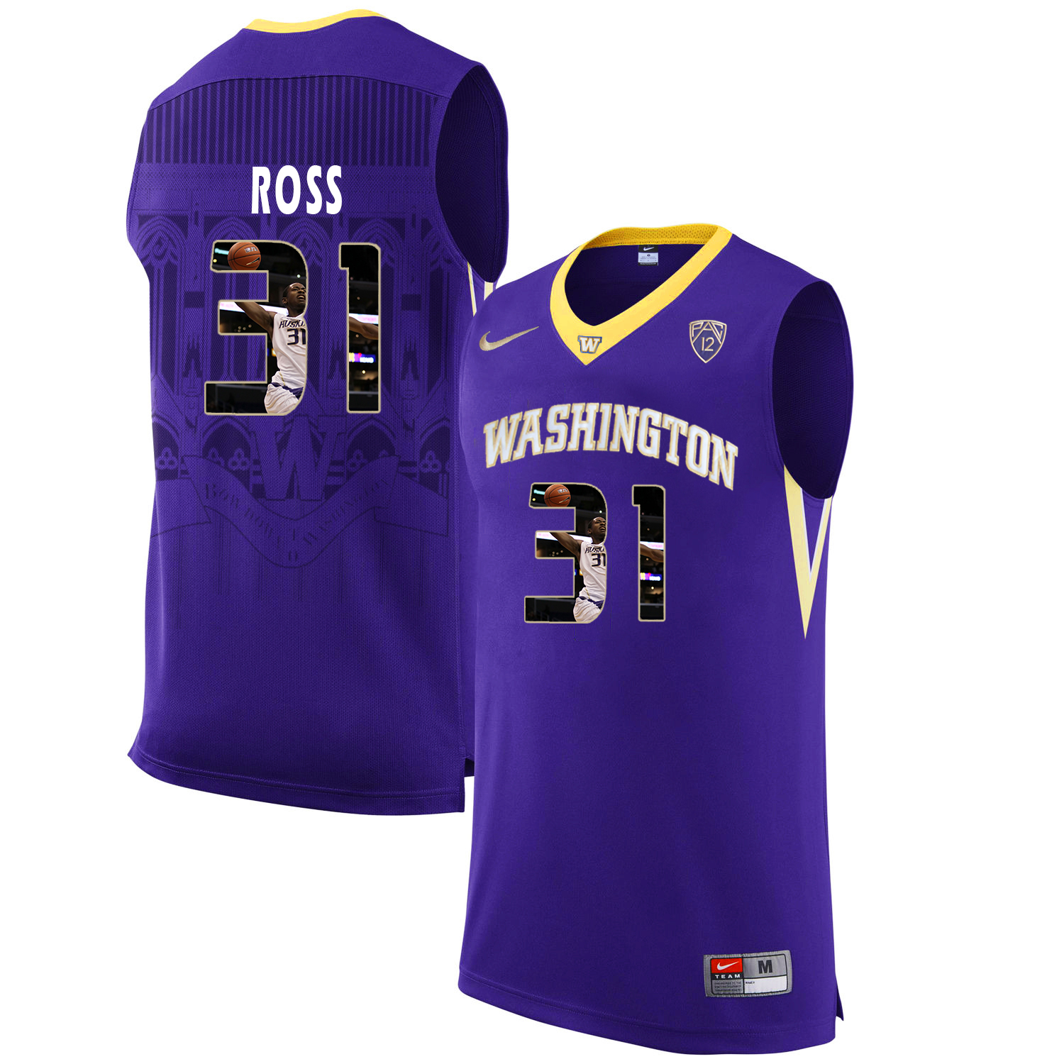 Washington Huskies 31 Terrence Ross Purple With Portait College Basketball Jersey