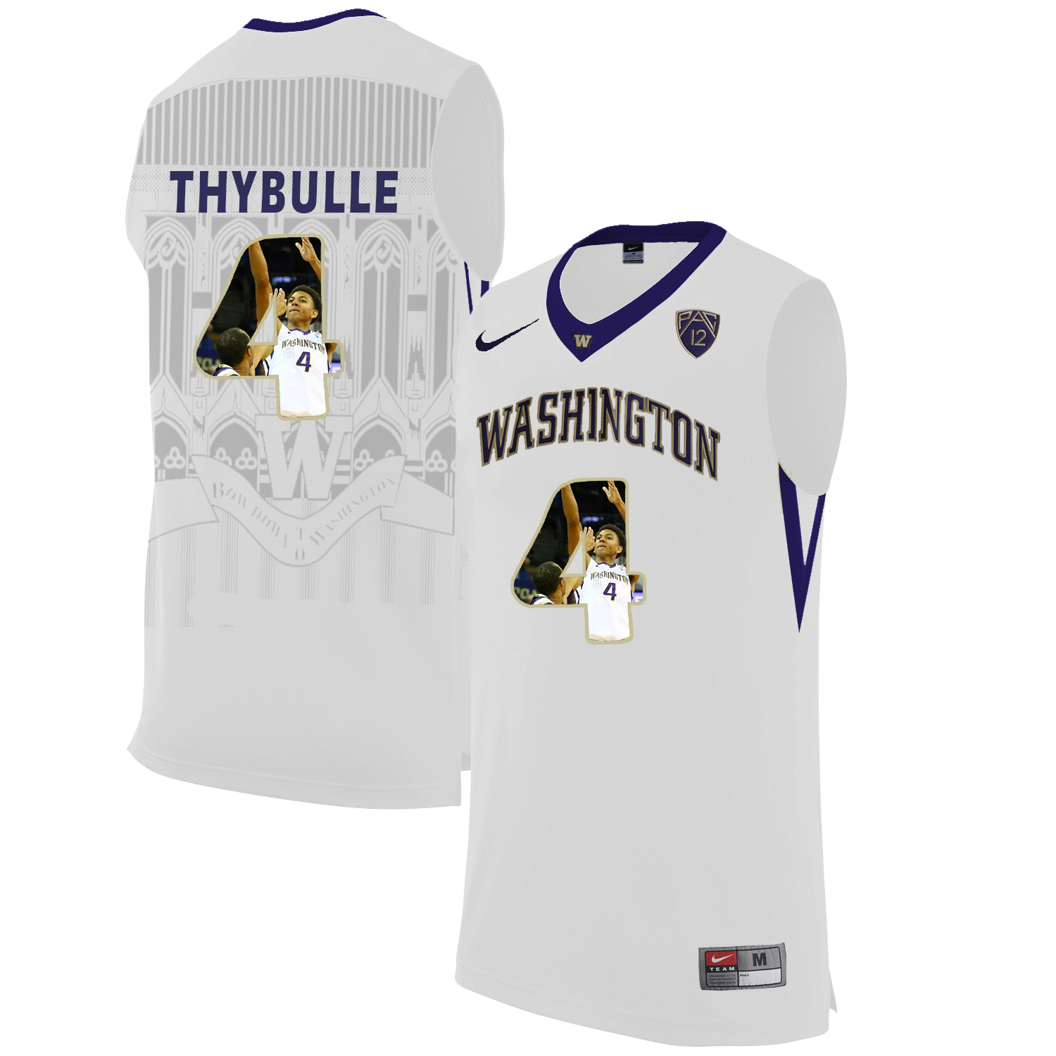 Washington Huskies 4 Matisse Thybulle White With Portait College Basketball Jersey