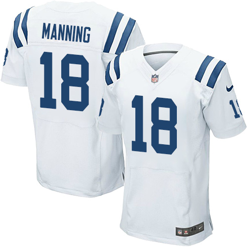 Nike Colts 18 Peyton Manning White Elite Jersey