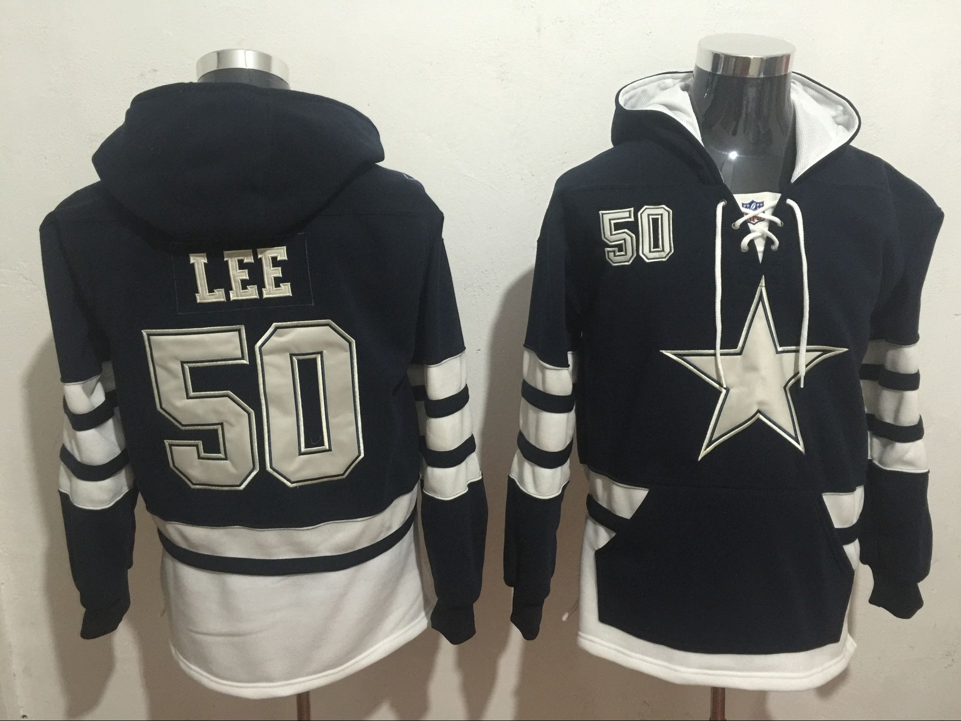Dallas Cowboys 50 Sean Lee Navy All Stitched Hooded Sweatshirt