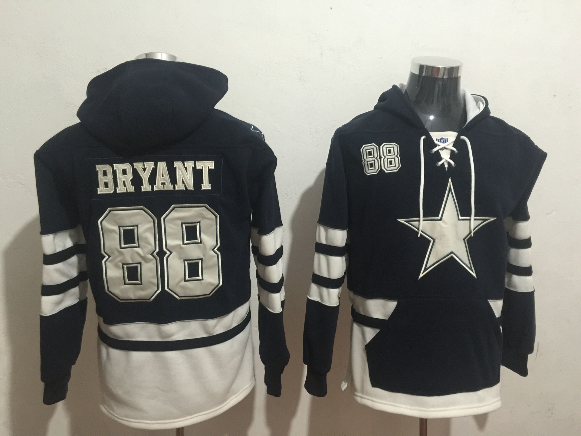 Dallas Cowboys 88 Dez Bryant Navy All Stitched Hooded Sweatshirt