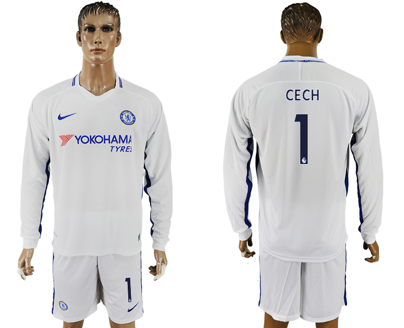 2017-18 Chelsea 1 CECH Away Long Sleeve Soccer Jersey 2017-18 Chelsea 1 CECH Away Long Sleeve Soccer Jersey