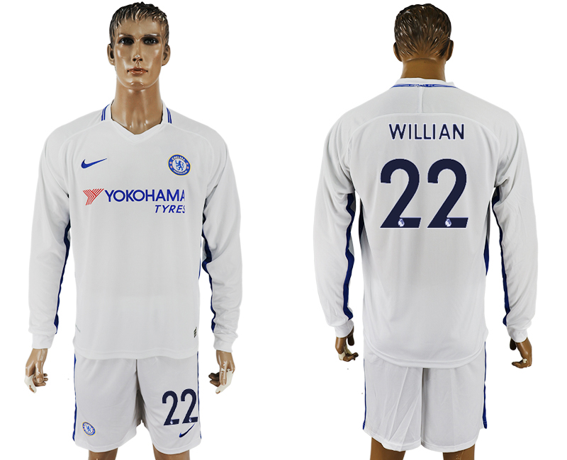 2017-18 Chelsea 22 WILLIAN Away Long Sleeve Soccer Jersey