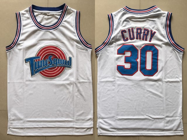 Tune Squad 30 Stephen Curry White Stitched Movie Jersey