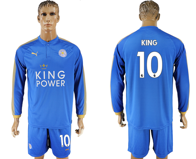 2017-18 Leicester City 10 KING Home Long Sleeve Soccer Jersey