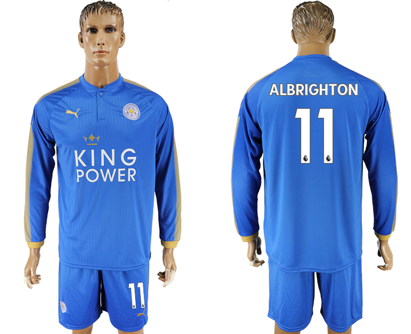2017-18 Leicester City 11 ALBRIGHTON Home Long Sleeve Soccer Jersey