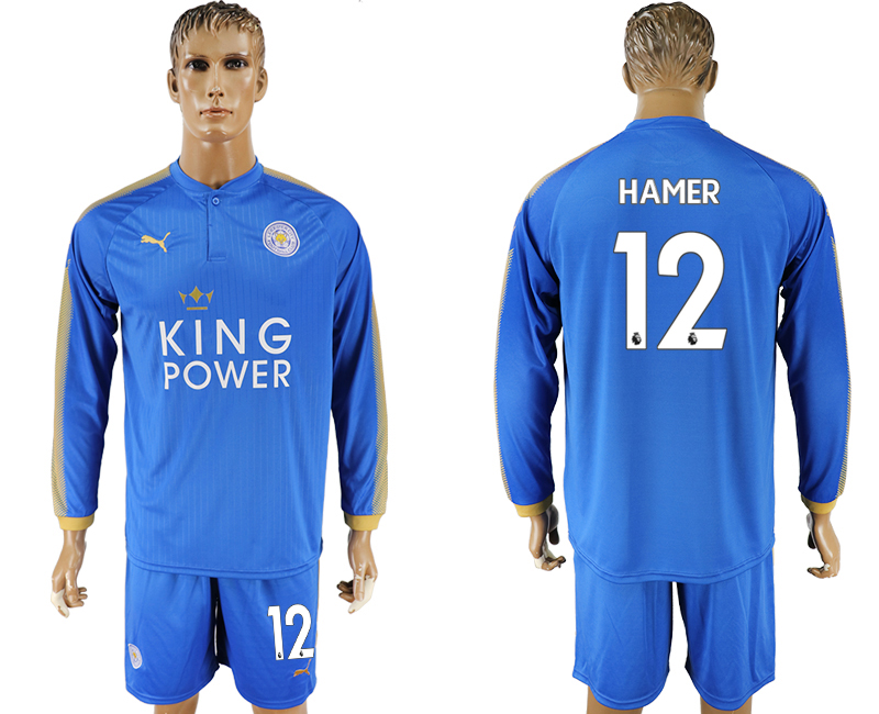 2017-18 Leicester City 12 HAMER Home Long Sleeve Soccer Jersey