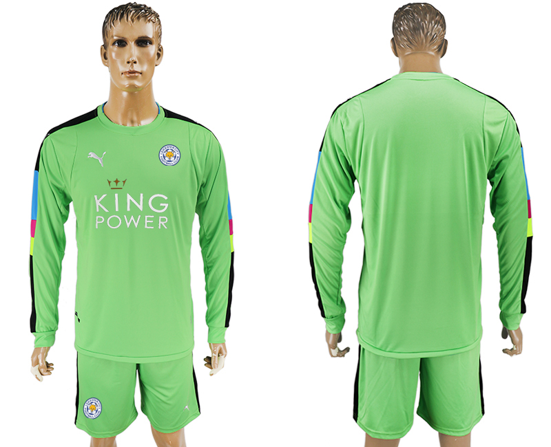 2017-18 Leicester City Green Long Sleeve Goalkeeper Soccer Jersey