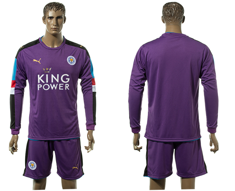2017-18 Leicester City Purple Long Sleeve Goalkeeper Soccer Jersey