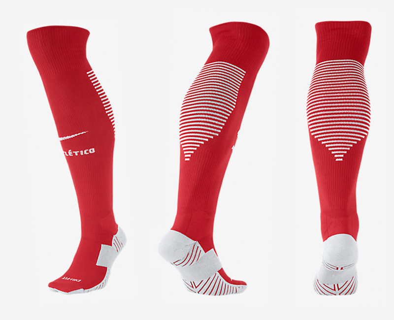 2017-18 Atletico Madrid Home Soccer Socks - Click Image to Close