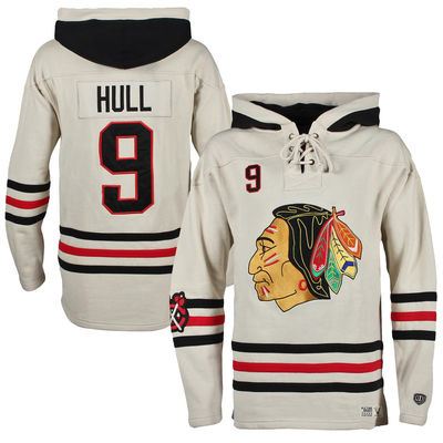 Blackhawks 9 Bobby Hull White All Stitched Hooded Sweatshirt - Click Image to Close