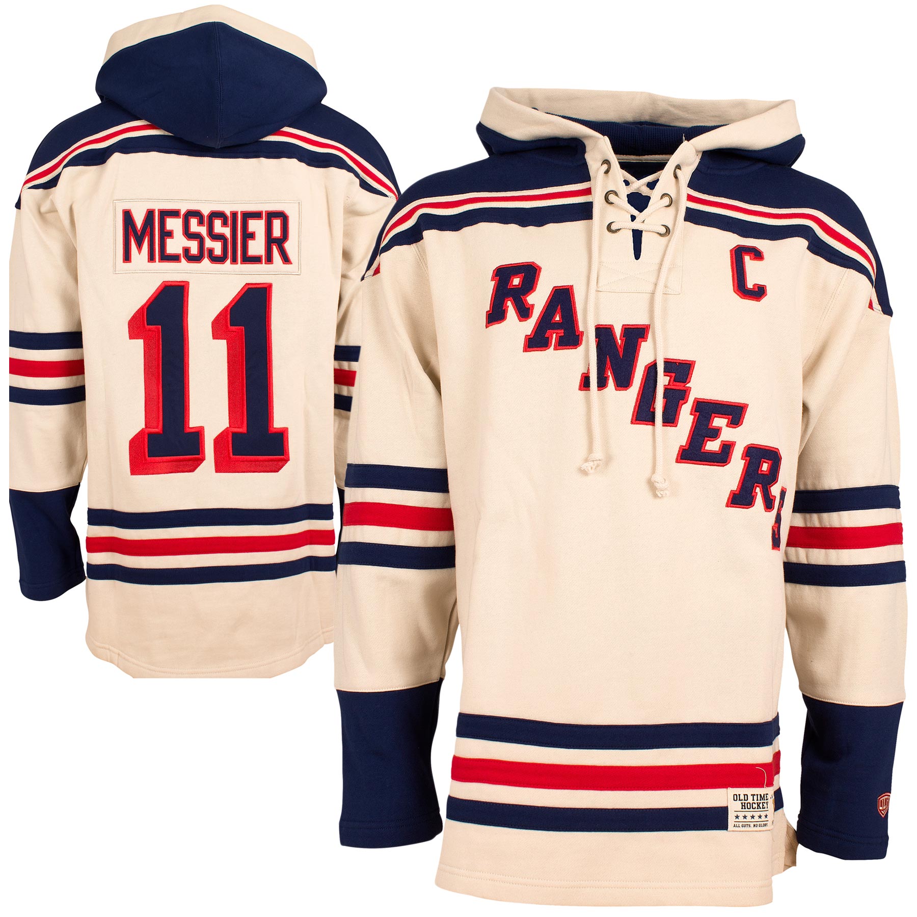 Rangers 11 Mark Messier Cream All Stitched Hooded Sweatshirt