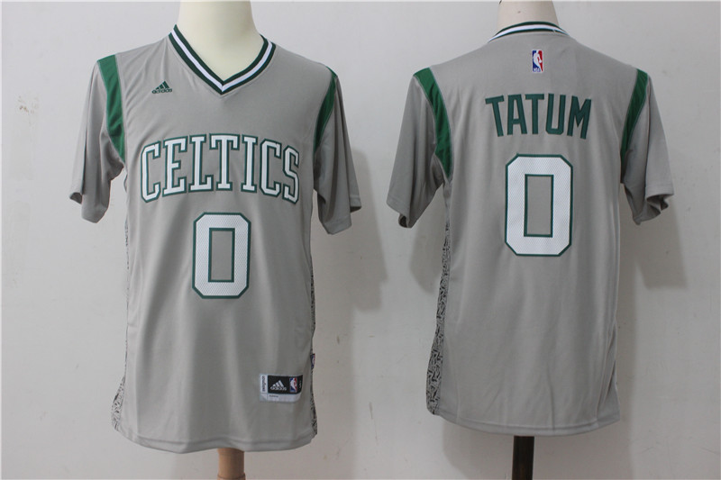 Celtics 0 Jayson Tatum Gray Pride Swingman Jersey