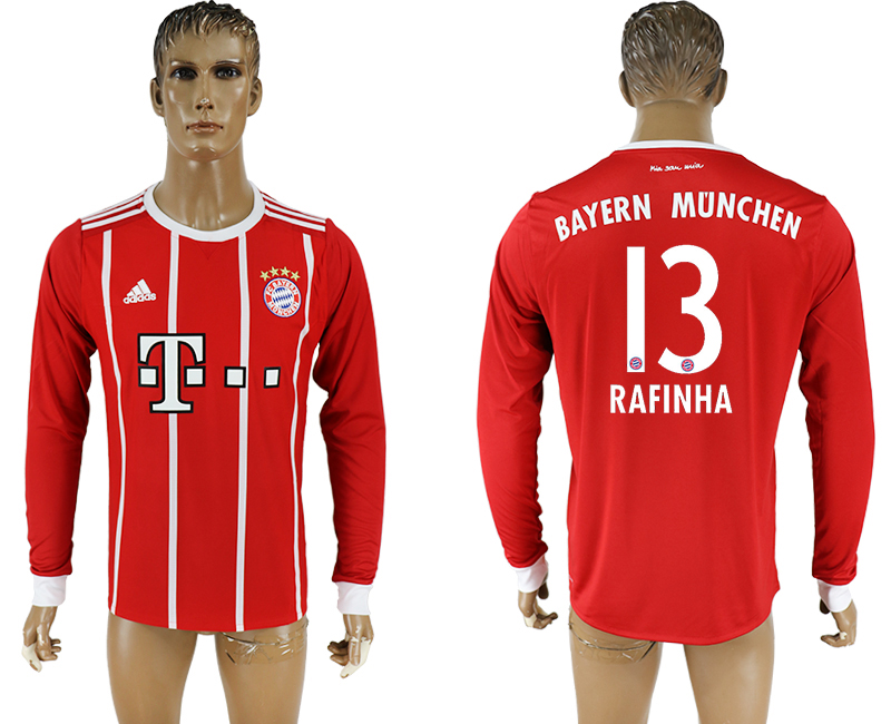 2017-18 Bayern Munich 13 RAFINHA Home Long Sleeve Thailand Soccer Jersey