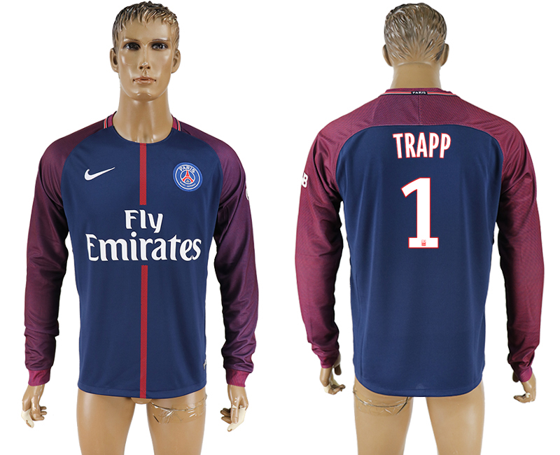 2017-18 Paris Saint-Germain 1 TRAPP Home Long Sleeve Thailand Soccer Jersey