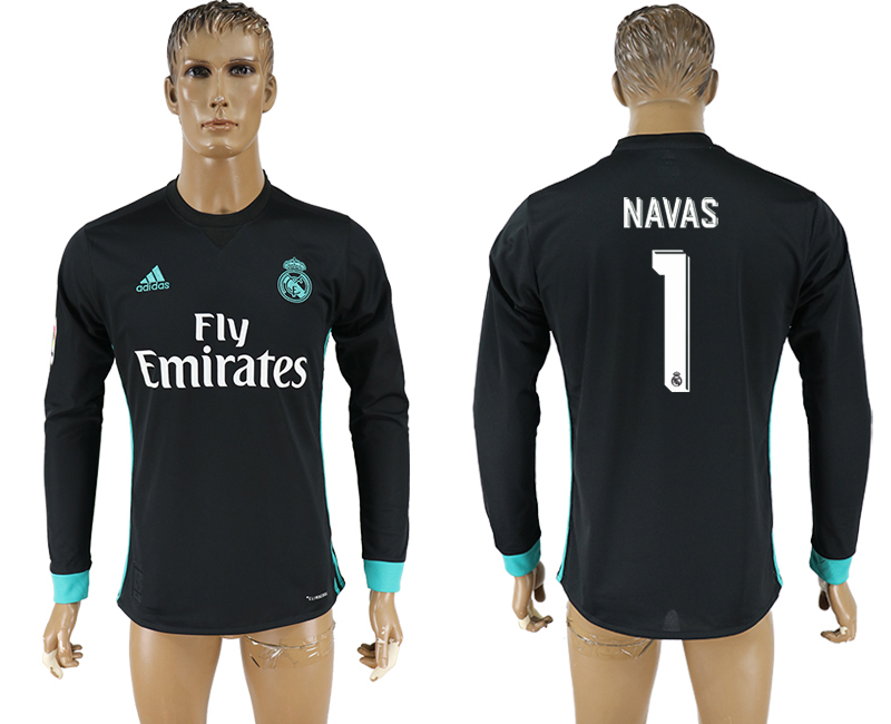 2017-18 Real Madrid 1 NAVAS Away Long Sleeve Thailand Soccer Jersey