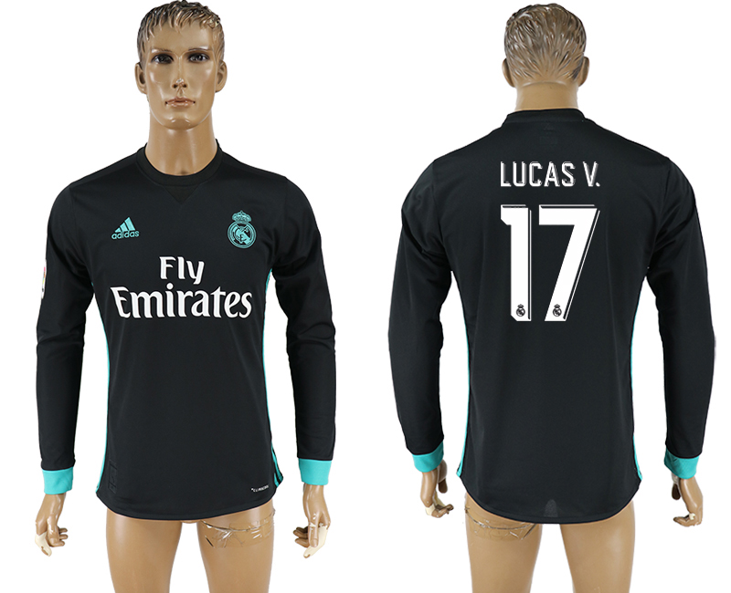 2017-18 Real Madrid 17 LUCAS V. Away Long Sleeve Thailand Soccer Jersey
