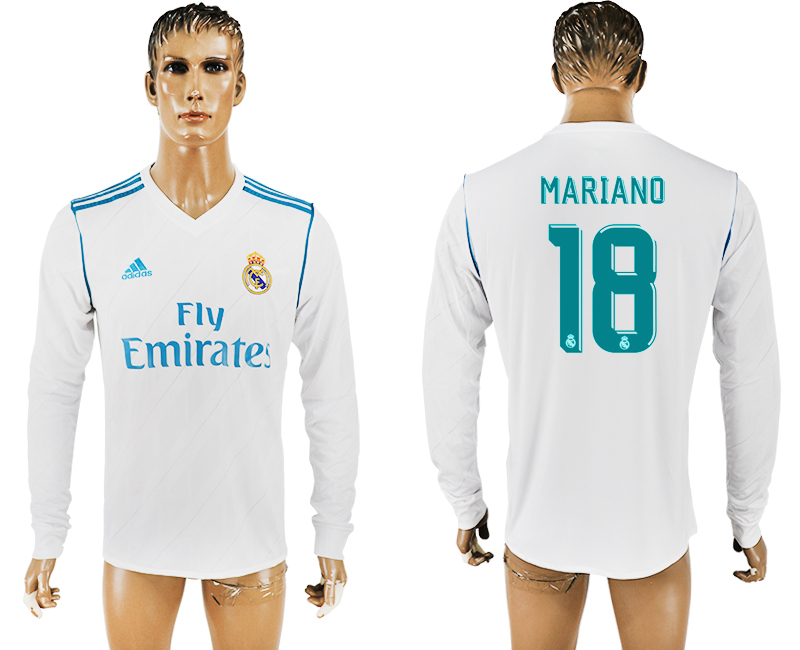 2017-18 Real Madrid 18 MARIANO Home Long Sleeve Thailand Soccer Jersey 2017-18 Real Madrid 18 MARIANO Home Long Sleeve Thailand Soccer Jersey