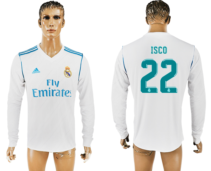 2017-18 Real Madrid 22 ISCO Home Long Sleeve Thailand Soccer Jersey