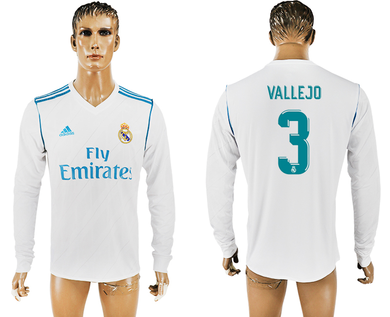 2017-18 Real Madrid 3 VALLEJO Home Long Sleeve Thailand Soccer Jersey