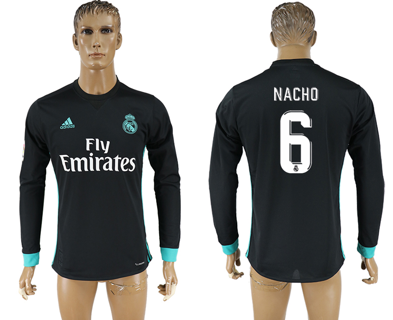 2017-18 Real Madrid 6 NACHO Away Long Sleeve Thailand Soccer Jersey