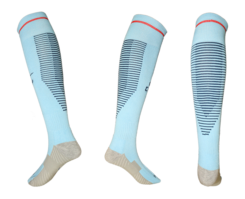 2017-18 Manchester City Blue Soccer Socks - Click Image to Close