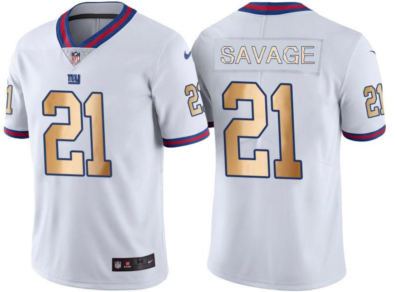 Nike Giants 21 SAVAGE White Gold Color Rush Limited Jersey