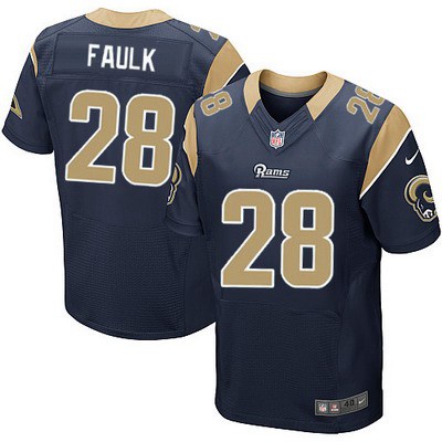 Nike Rams 28 Marshall Faulk Navy Elite Jersey