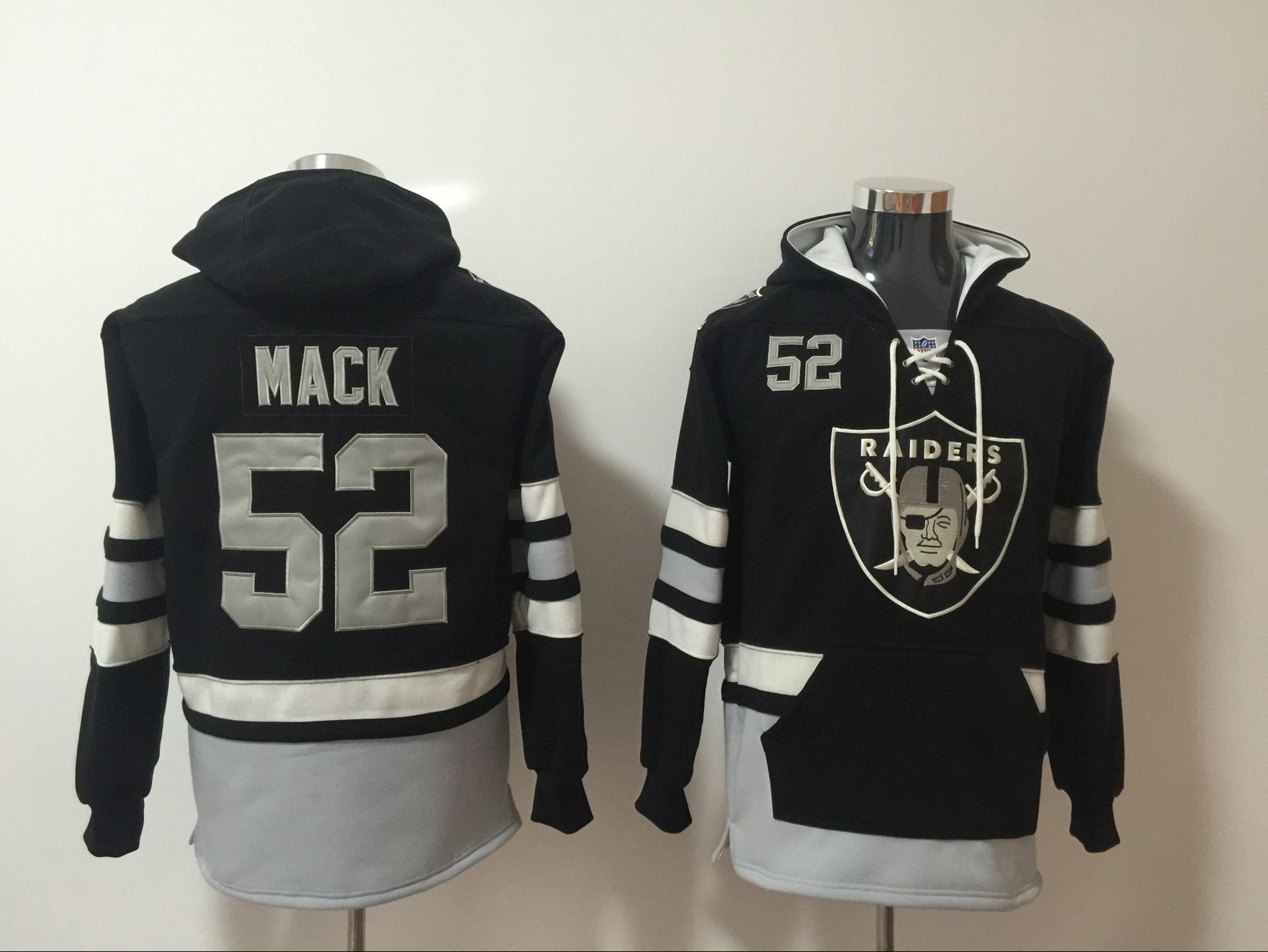 Oakland Raiders 52 Khalil Mack Black All Stitched Hooded Sweatshirt