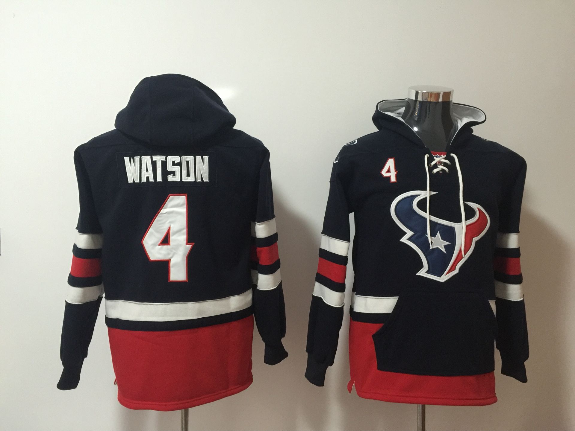 Houston Texans 4 Deshaun Watson Navy All Stitched Hooded Sweatshirt
