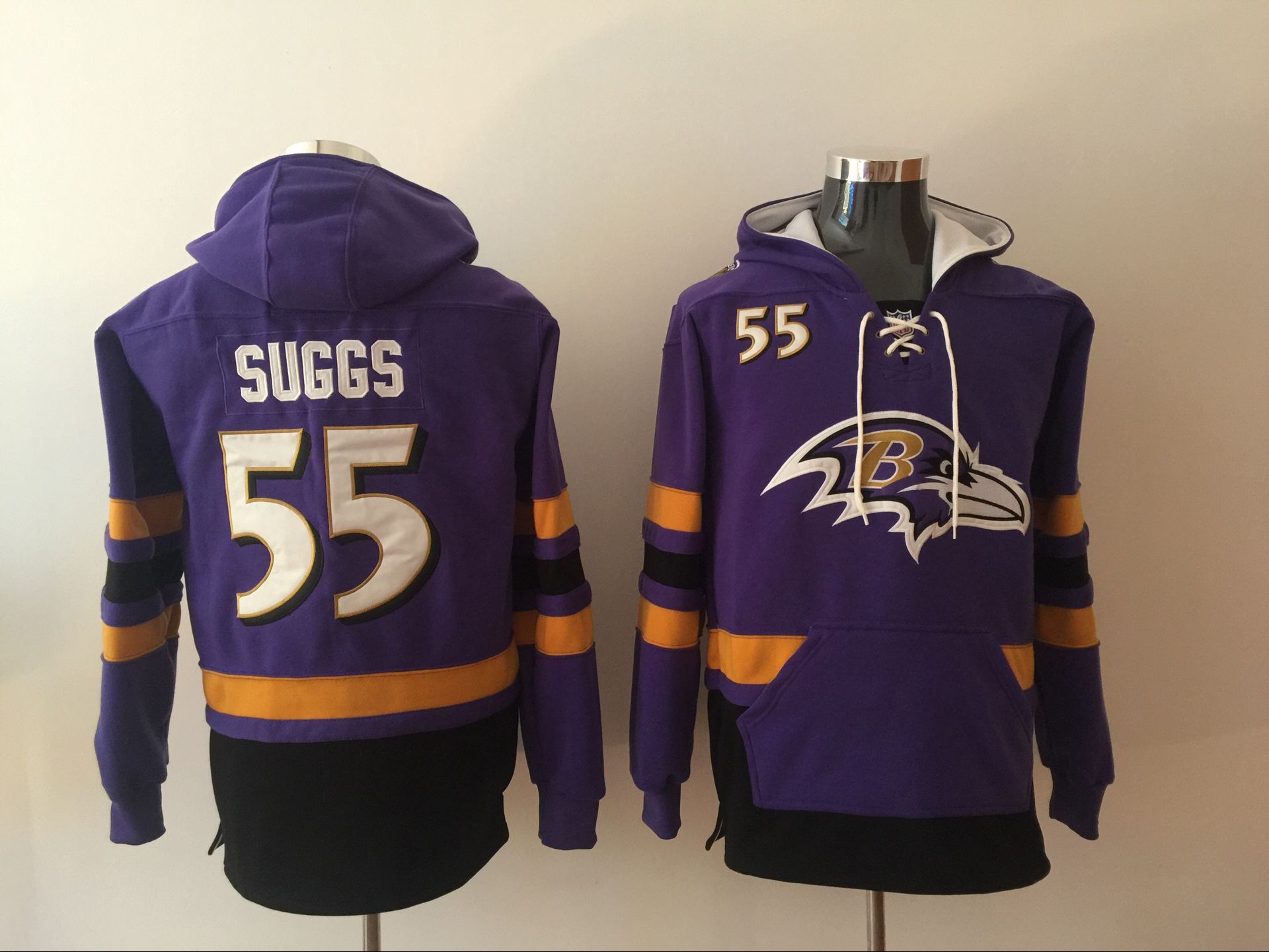 Baltimore Ravens 55 Terrell Purple All Stitched Hooded Sweatshirt