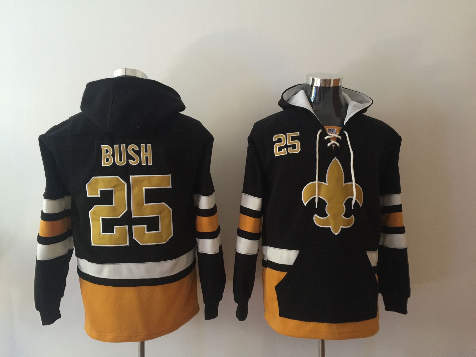 New Orleans Saints 25 Rafael Bush Black All Stitched Hooded Sweatshirt