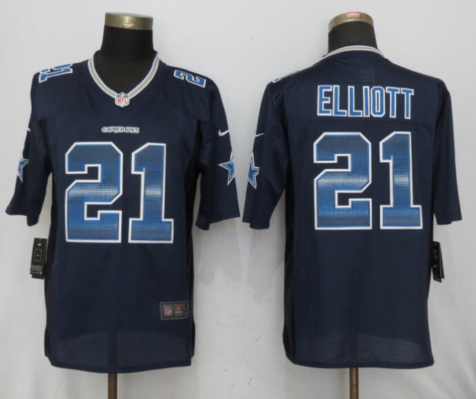 Nike Cowboys 21 Ezekiel Elliott Navy Strobe Limited Jersey