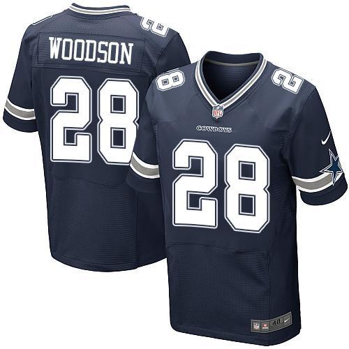Nike Cowboys 28 Darren Woodson Navy Elite Jersey