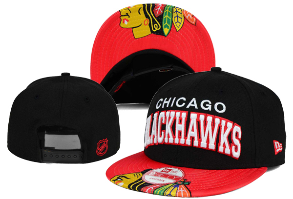 Chicago Blackhawks Team Logo Black Snapback Adjustable Hat