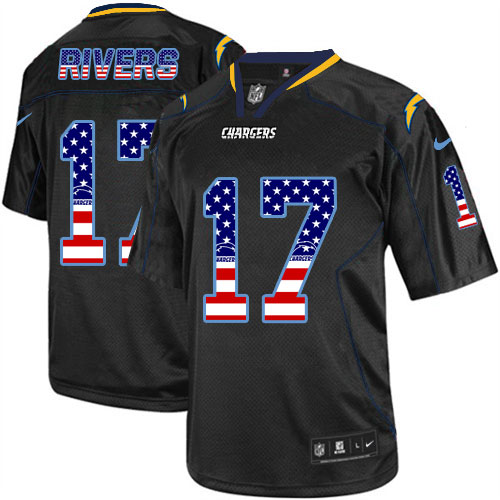 Nike Chargers 17 Philip Rivers Black USA Flag Fashion Elite Jersey - Click Image to Close