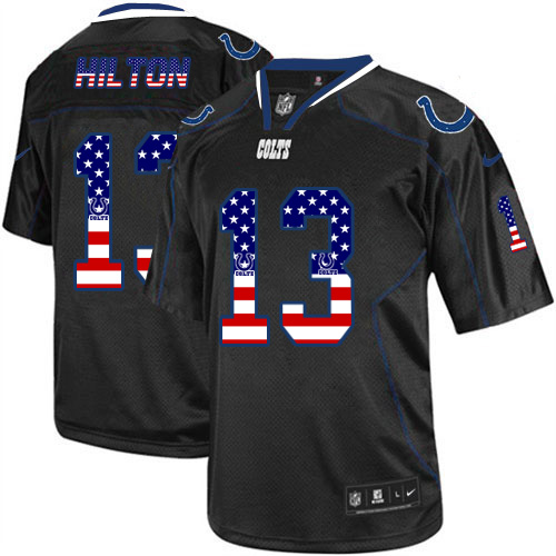 Nike Colts 13 TY Hilton Black USA Flag Fashion Elite Jersey