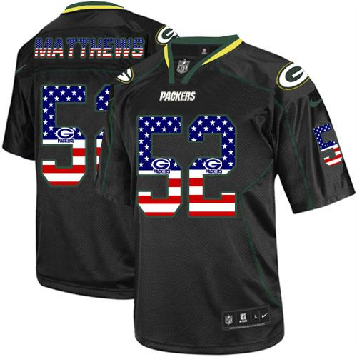 Nike Packers 52 Clay Matthews Black USA Flag Fashion Elite Jersey - Click Image to Close