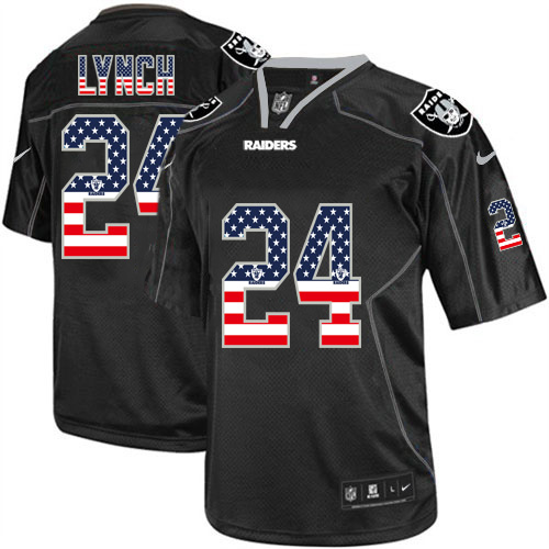 Nike Raiders 24 Marshawn Lynch Black USA Flag Fashion Elite Jersey - Click Image to Close