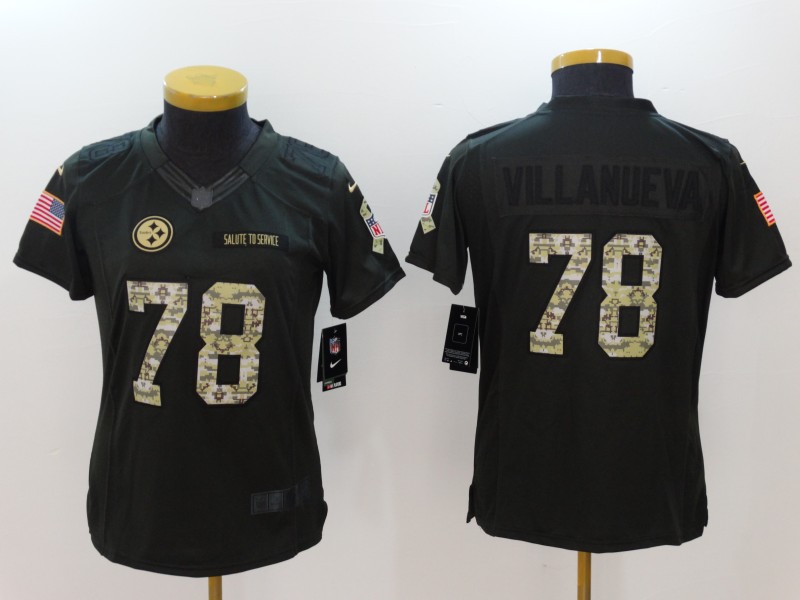 Nike Steelers 78 Alejandro Villanueva Anthracite Women Salute To Service Limited Jersey