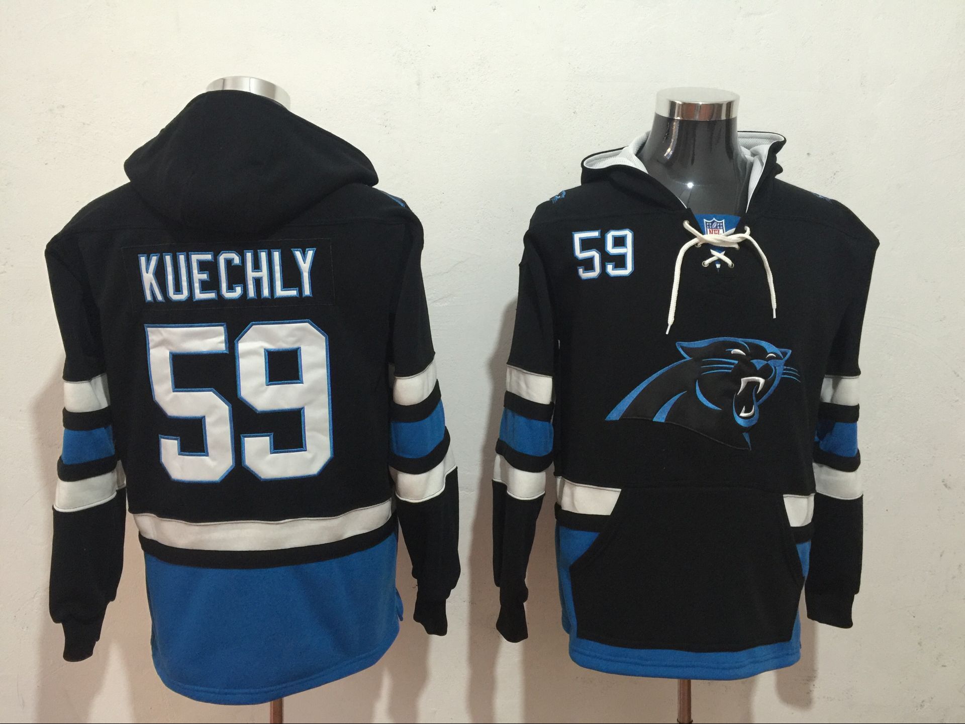 Carolina Panthers 59 Luke Kuechly Black All Stitched Hooded Sweatshirt