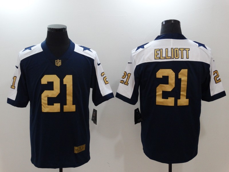 Nike Cowboys 21 Ezekiel Elliott Navy Gold Youth Color Rush Limited Jersey