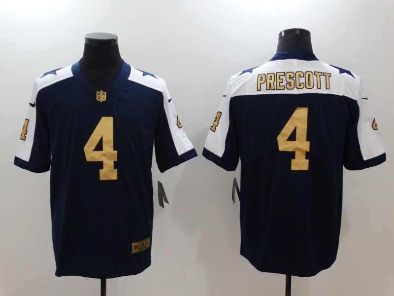 Nike Cowboys 4 Dak Prescott Navy Gold Youth Color Rush Limited Jersey