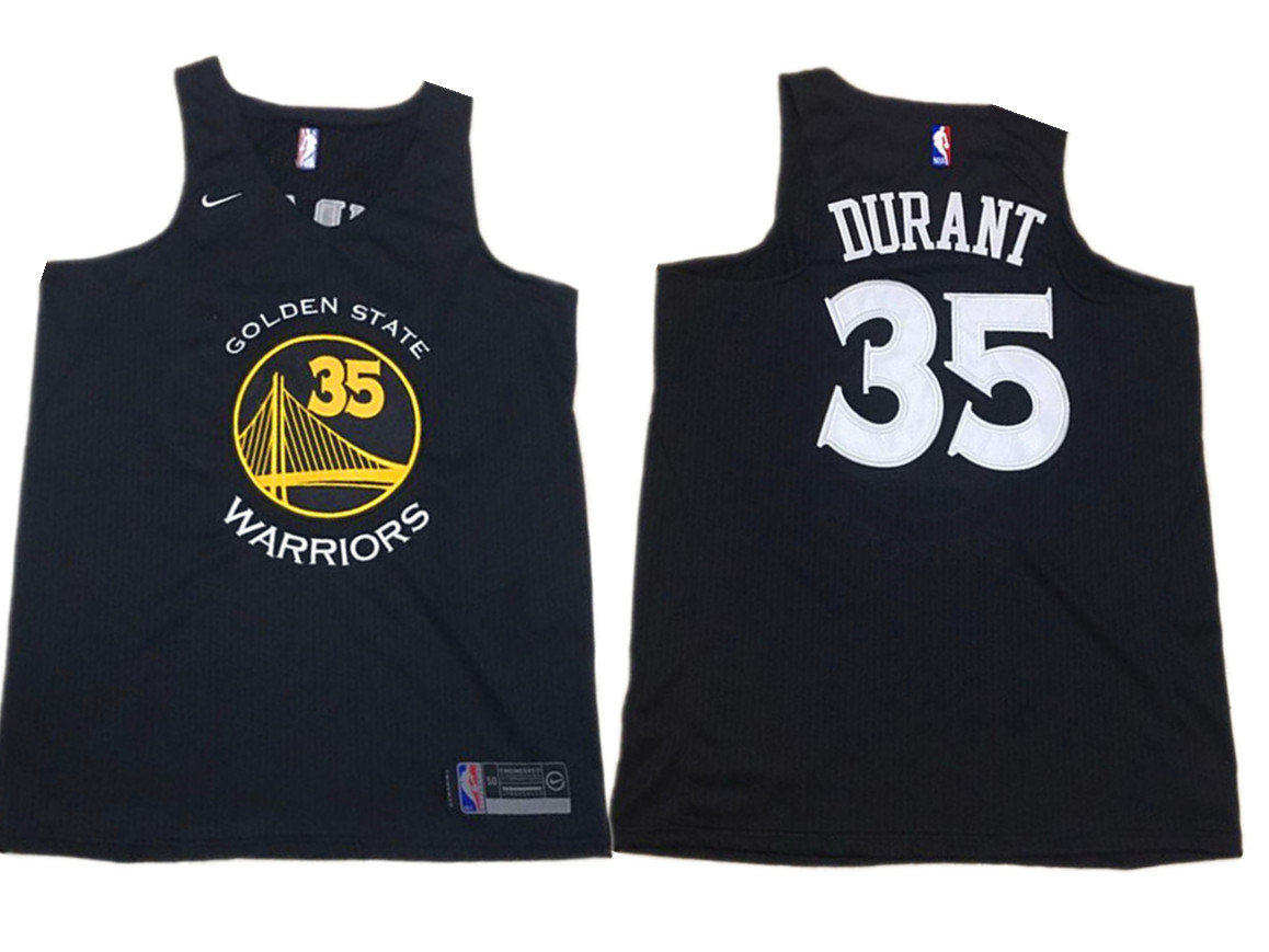 Warriors 35 Kevin Durant Black Nike Swingman Jersey
