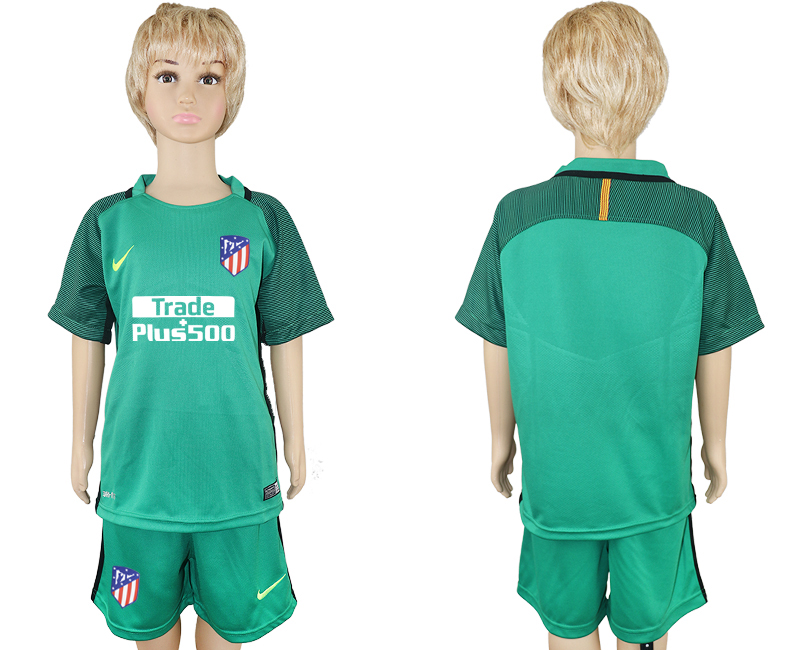 2017-18 Atletico Madrid Green Goalkeeper Youth Soccer Jersey
