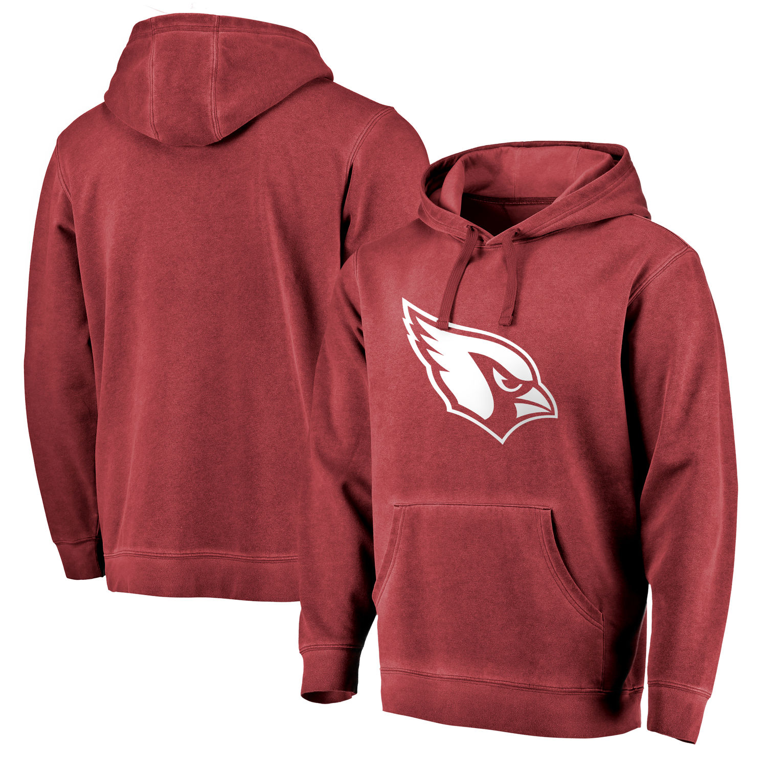 Men's Arizona Cardinals NFL Pro Line by Fanatics Branded Cardinal White Logo Shadow Washed Pullover Hoodie